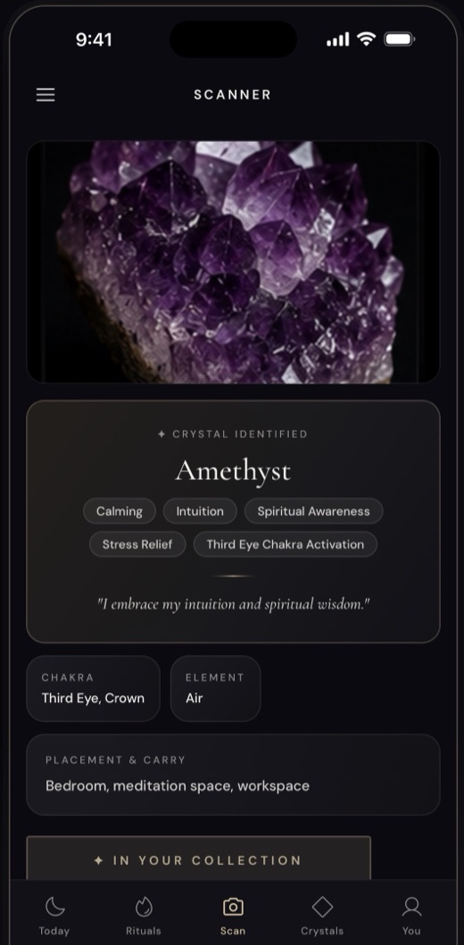 Saudade crystal scanner identifying a crystal